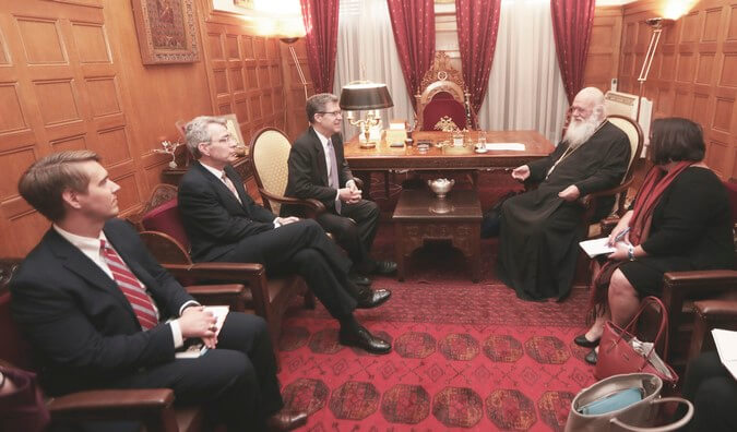 εικόνα άρθρου: Συνάντηση Αρχιεπισκόπου με τον Πρεσβευτή των Η.Π.Α. για ζητήματα θρησκευτικών ελευθεριών